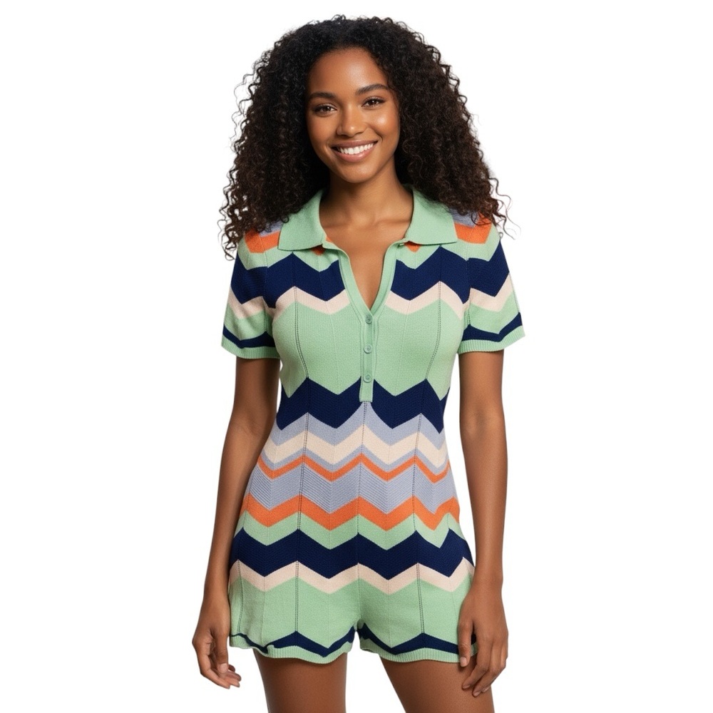 NWT EMMA & ASHLEY Women’s Knitted Multicolor Romper.Size L SKU 087